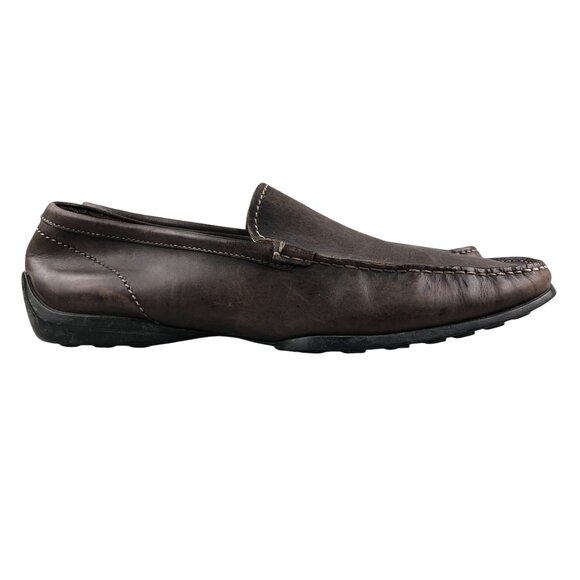Tremp Men's Size 45 Brown Leather Closed Toe Slip On Driving Shoes Loafers ITALY - Picture 1 of 13